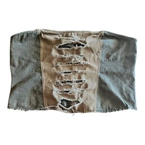 AKIRA Distressed Denim Crop Top Size 1X